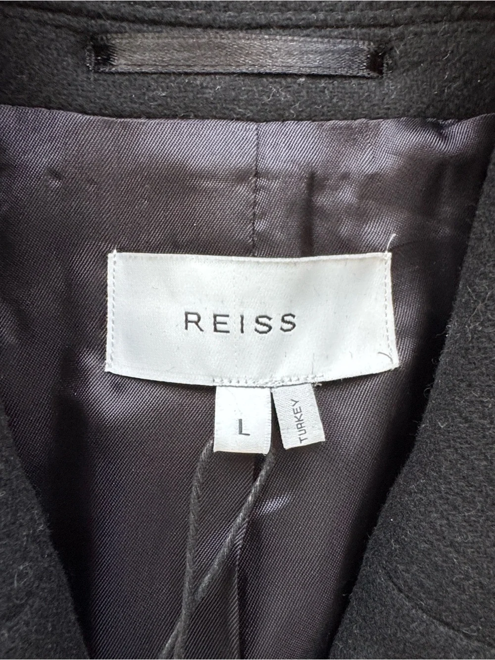 Reiss Caleb Military Overcoat Black Double Breasted Wool Blend Coat Men L NWT